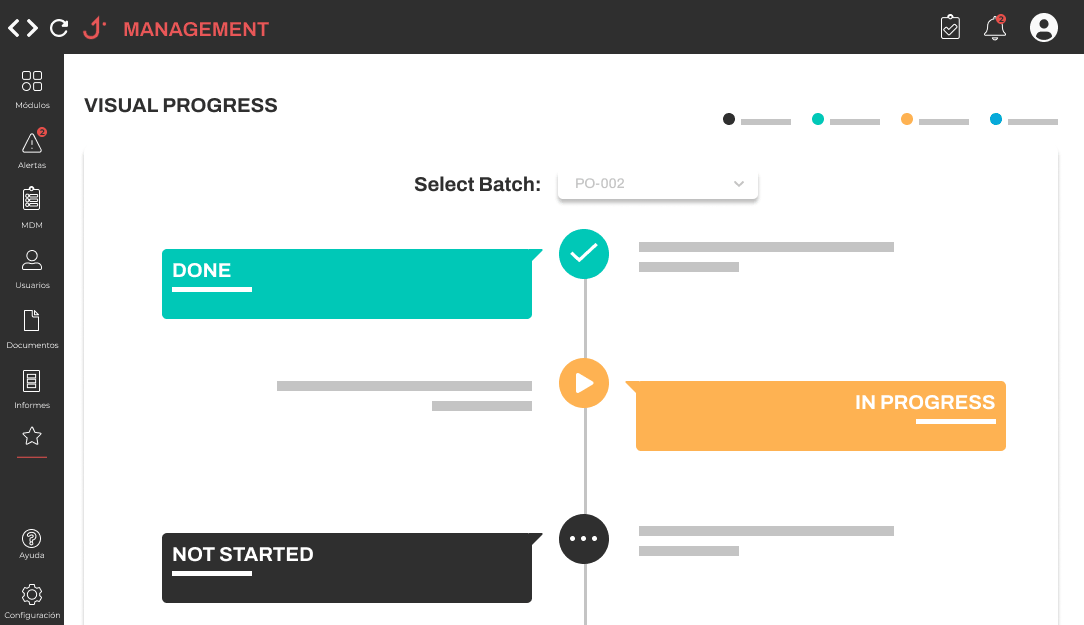JIKKO real-time production traceability screen